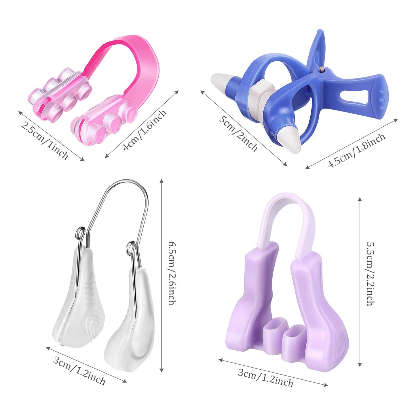 Juego de 4 clips de elevación de nariz de silicona con clip de seguridad para levantamiento de nariz, puente de nariz, clips de adelgazamiento para mujeres