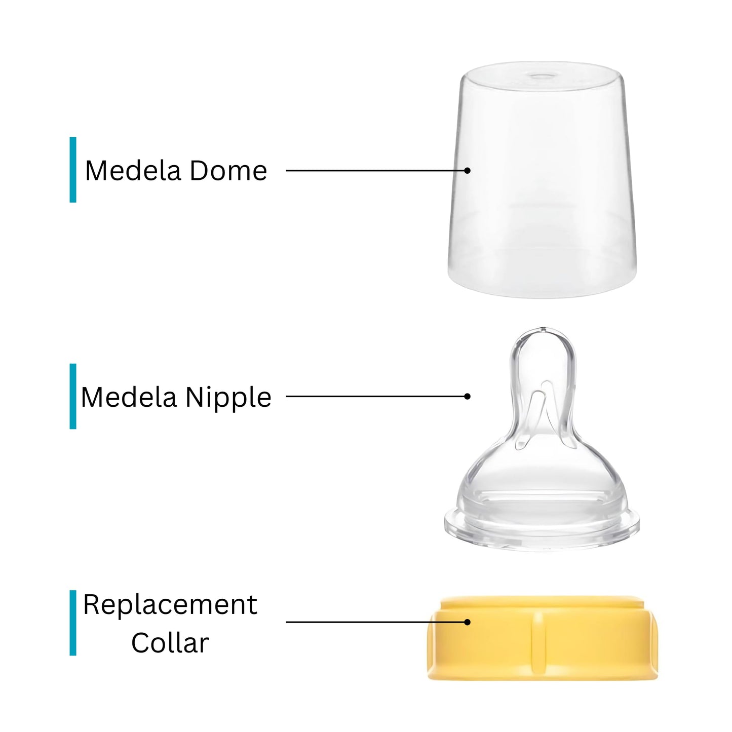 Anillos de repuesto para botellas de bebé Medela de 5 onzas y 8 onzas, 1 unidad (paquete de 2) sin BPA, compatible con botellas de plástico y vidrio, sin ensuciar, sin fugas ni derrames (2 unidades)