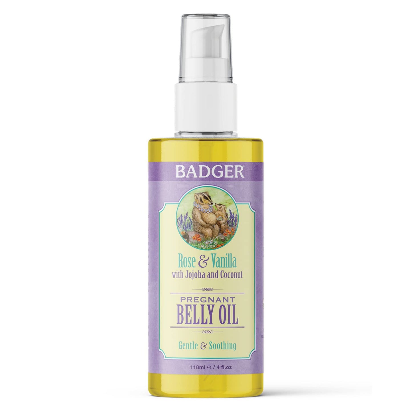 Badger - Aceite embarazado Rose del vientre y vainilla - 4 oz.