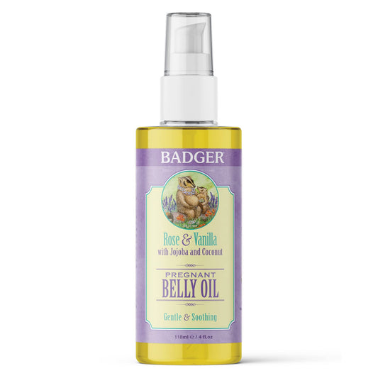 Badger - Aceite embarazado Rose del vientre y vainilla - 4 oz.