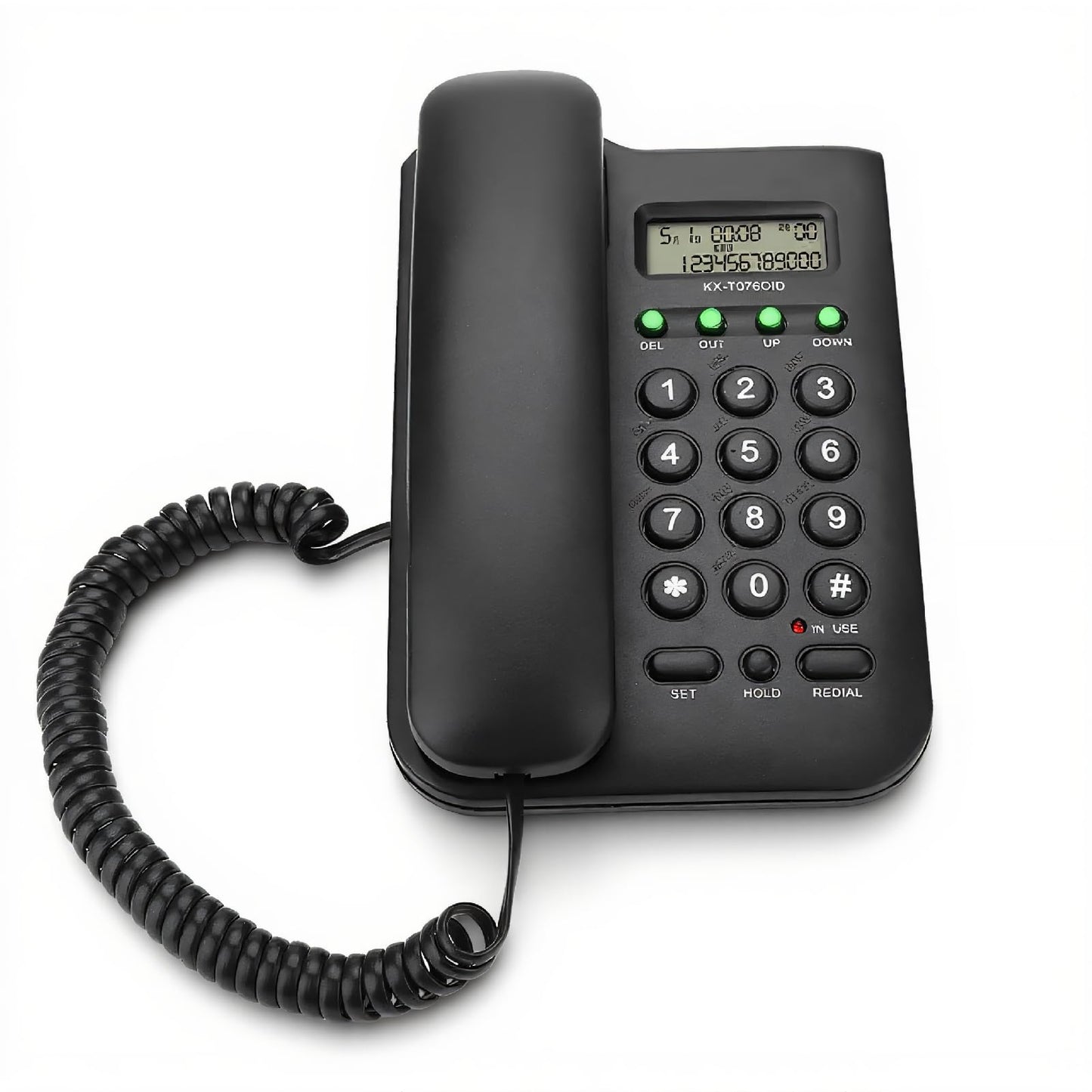 Eboxer Teléfono Fijo de Escritorio con Cable, FSK/DTMF Doble Línea, para Casa, Oficina y Hotel, Color Negro