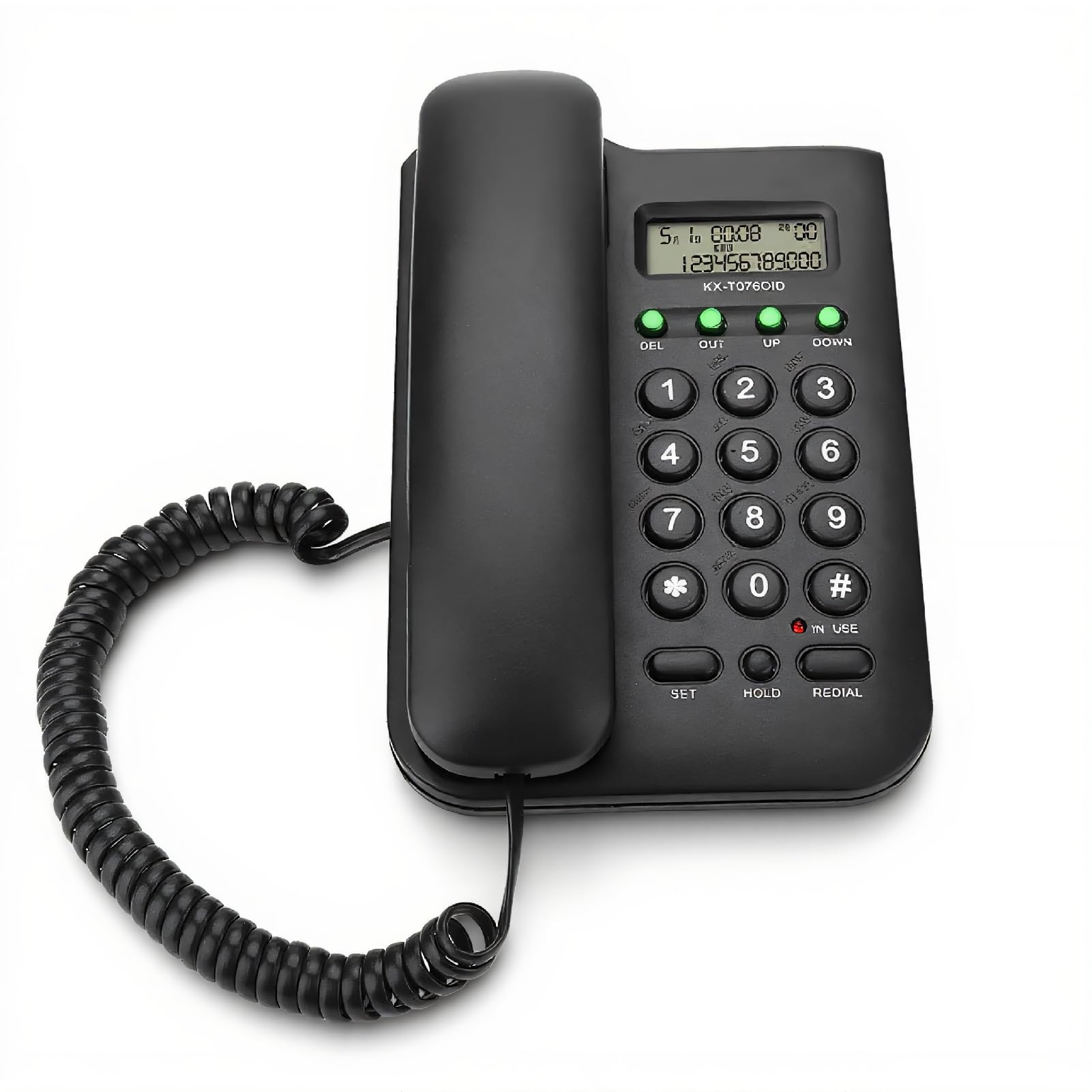 Eboxer Teléfono Fijo de Escritorio con Cable, FSK/DTMF Doble Línea, para Casa, Oficina y Hotel, Color Negro