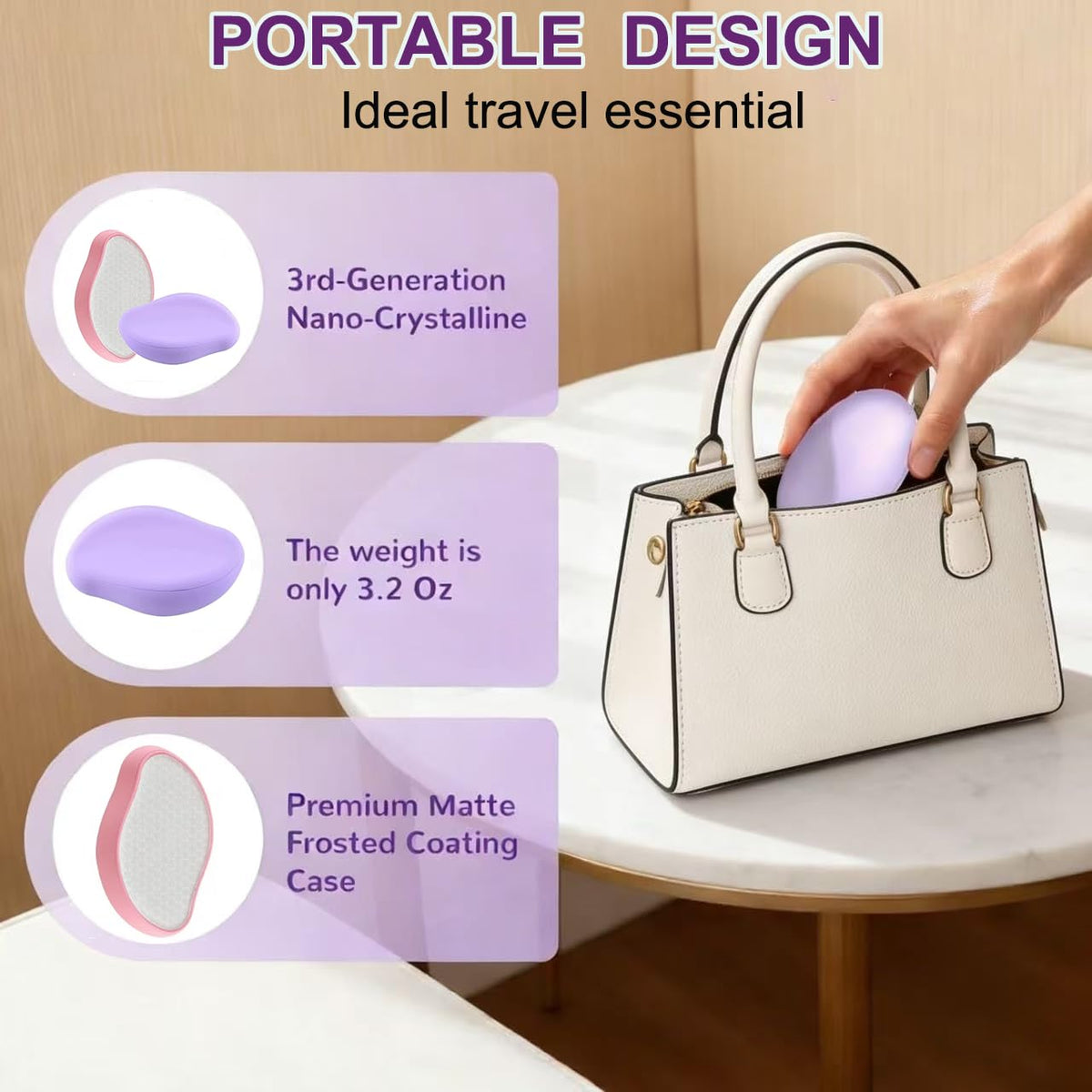 MINOCHI 2 unidades de depilador de cristal reutilizable para mujer, depiladora de cristal indolora para mujeres y hombres, exfoliación mágica indolora para eliminar el vello.