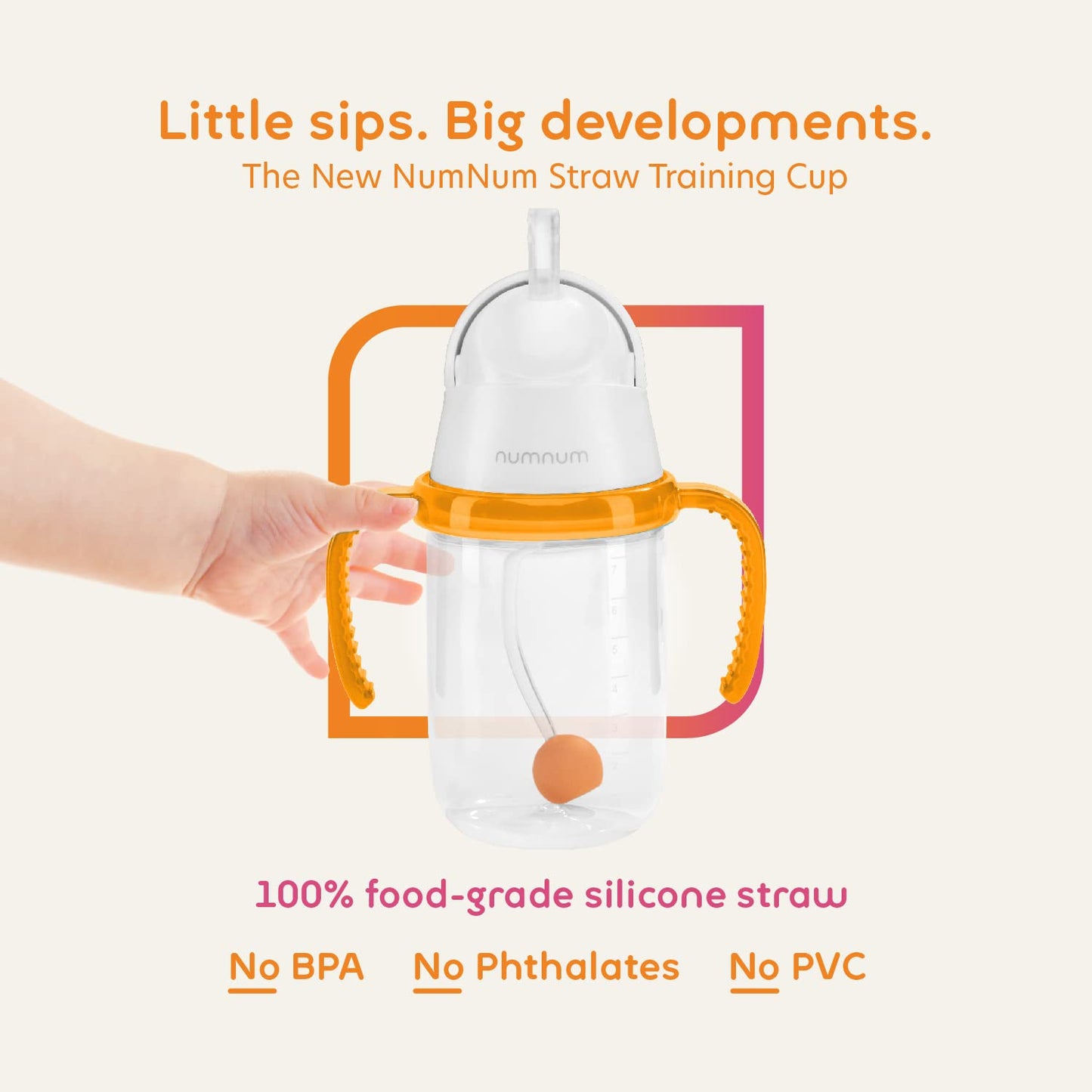 NumNum - Taza de paja con peso para bebés y niños pequeños de 6 a 12 meses, respaldada por expertos, tazas de entrenamiento para bebés de 7 onzas con asas extraíbles, fácil de usar, habilidades de