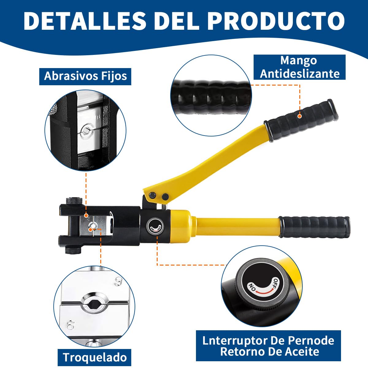Pinza Crimpadora Hidráulica Con Manual Robusto 16 Toneladas 13 Dados