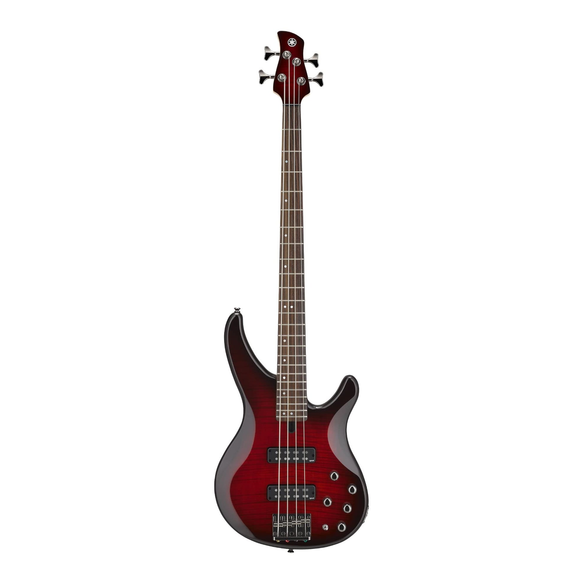 Yamaha TRBX604 4-String Flamed Maple Bass Guitar, Dark Redburst