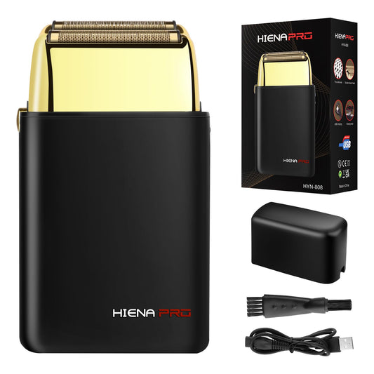 Afeitadora de Lámina HIENA PRO Oro Negro Recargable Inalámbrica para Hombre