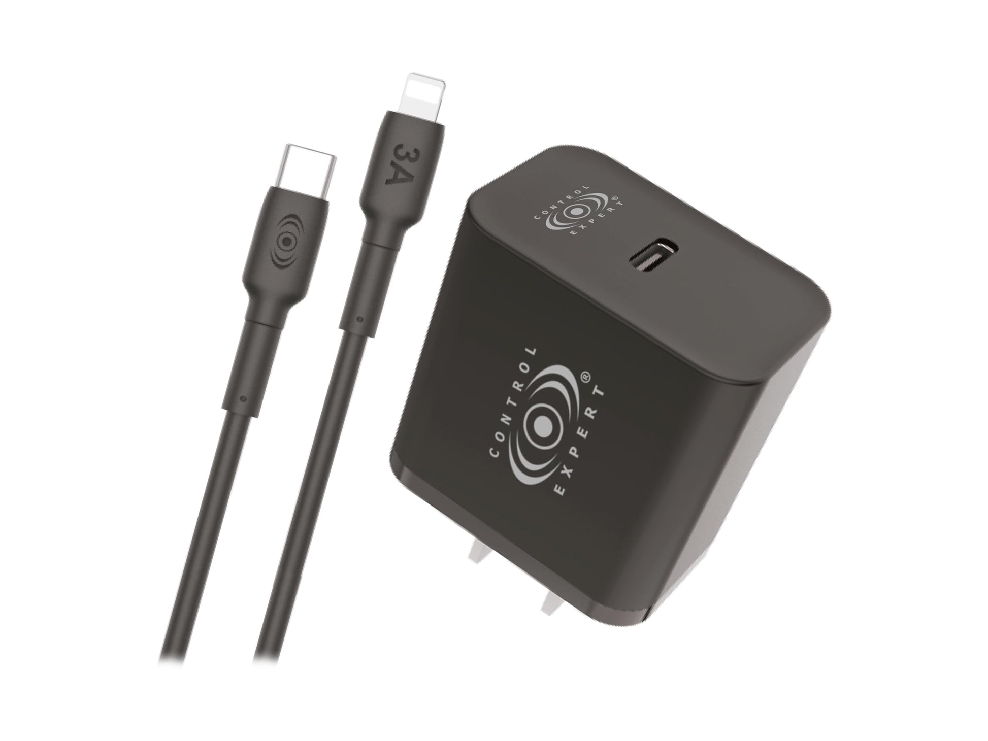 CONTROL EXPERT Cargador Carga Ultra Rápida para iPhone 3A 20W Cable de 1 Metro USB a Lighntning (Negro)