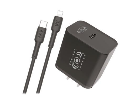 CONTROL EXPERT Cargador Carga Ultra Rápida para iPhone 3A 20W Cable de 1 Metro USB a Lighntning (Negro)