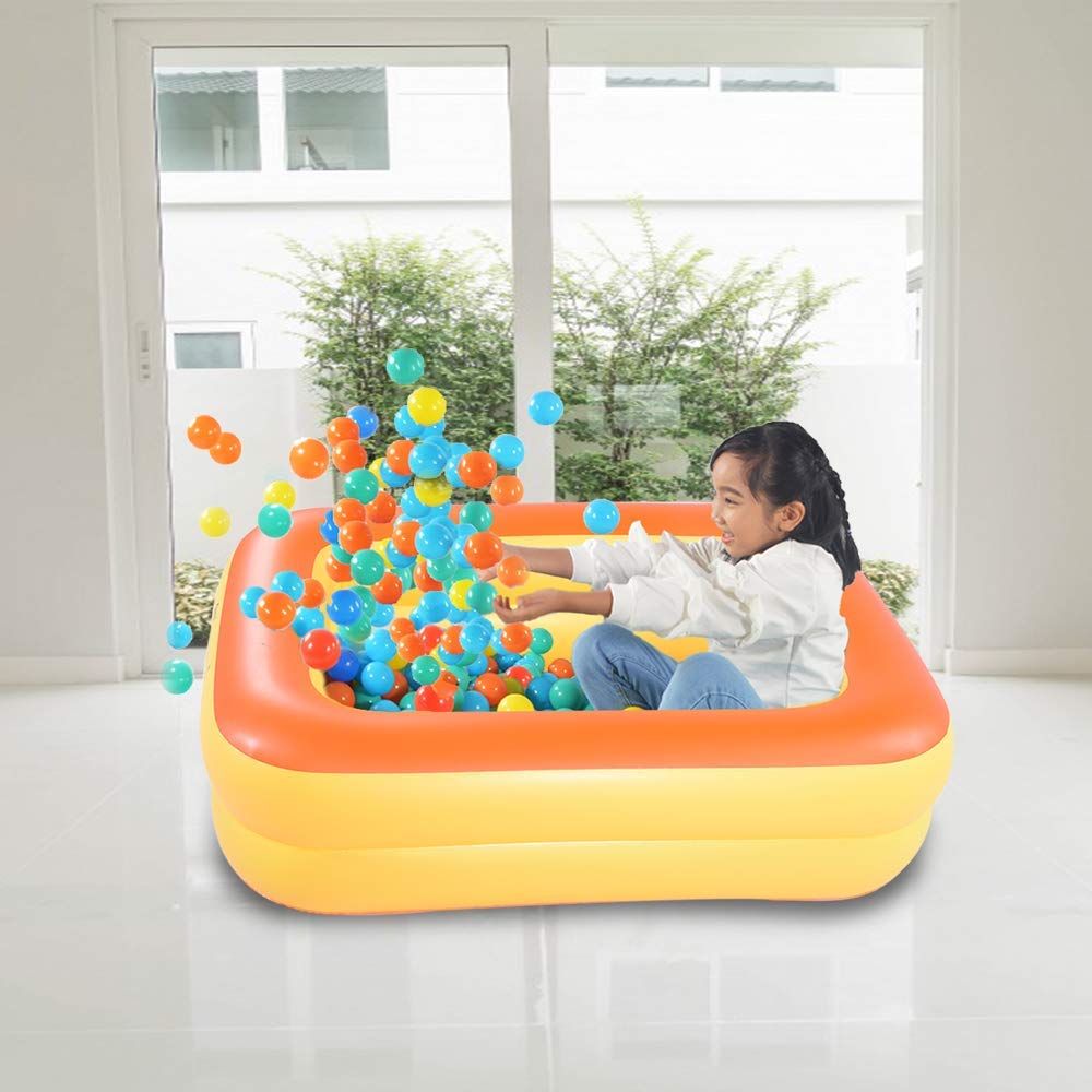 HIWENA Piscina inflable para niños, 45 "Orange Kids Pool Summer Water Diversión Bañera con fondo suave inflable