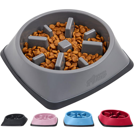 Gorilla Grip Cuenco antideslizante de alimentación lenta para mascotas, 2 tazas, ralentiza los alimentos, hábito de alimentación saludable, reduce a los perros de comer en exceso, mejora la digestión de las mascotas, apto para lavavajillas, para alimentos