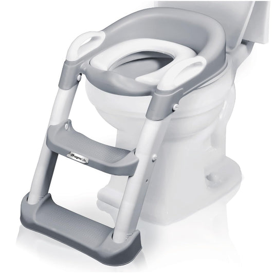 MAGMALIFE Baño Entrenador para Bebé, Asiento Entrenador para Baño con Escalera Antideslizante, Taburete Plegable Infantil para Taza de Baño, Fácil de Guardar, Asiento Ergonómico, Edad de 2 a 5 Años