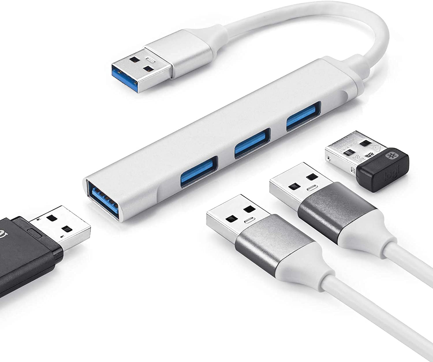 Hub USB MORNWELL Negro Ultradelgado Convertidor 4 en 1 para PC y Laptop