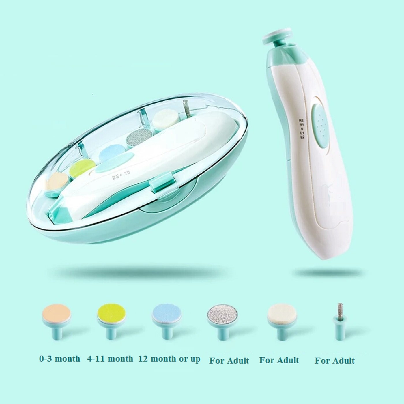 Lima de Uñas para Bebé Cortador de Uñas Eléctrico - Jaybva Cortauñas Seguro para Bebé Cortador para Recién Nacidos Niños Pequeños Niños con Luz LED Azul y Verde