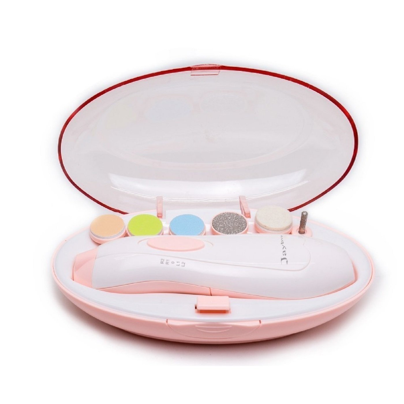Lima de uñas eléctrica para bebés - Jaybva Cortauñas seguros para bebés con 6 almohadillas, rosa