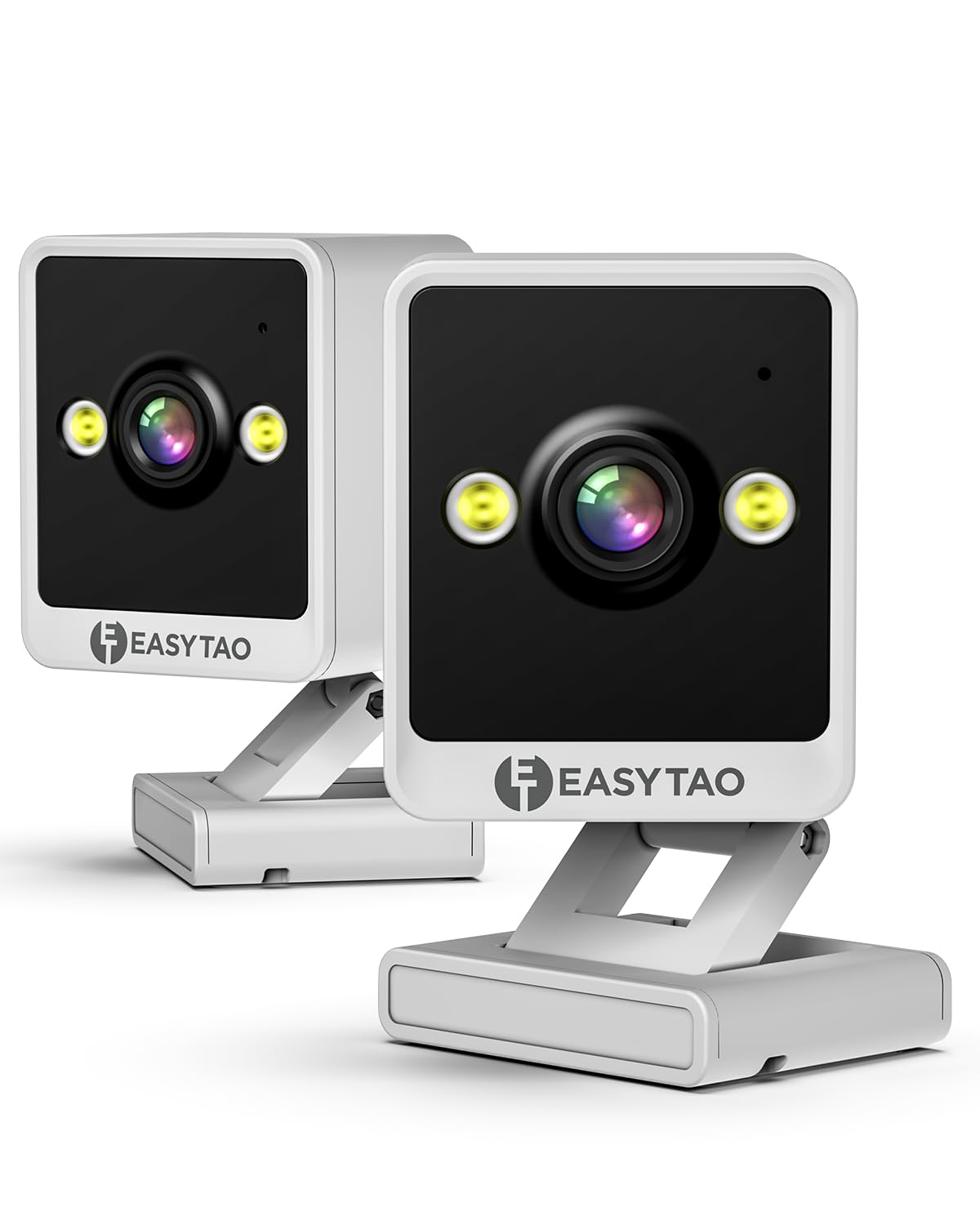 Cámara de Seguridad EASYTAO Blanca con Instalación Magnética y Visión Nocturna (Pack de 2) Compatible con Alexa