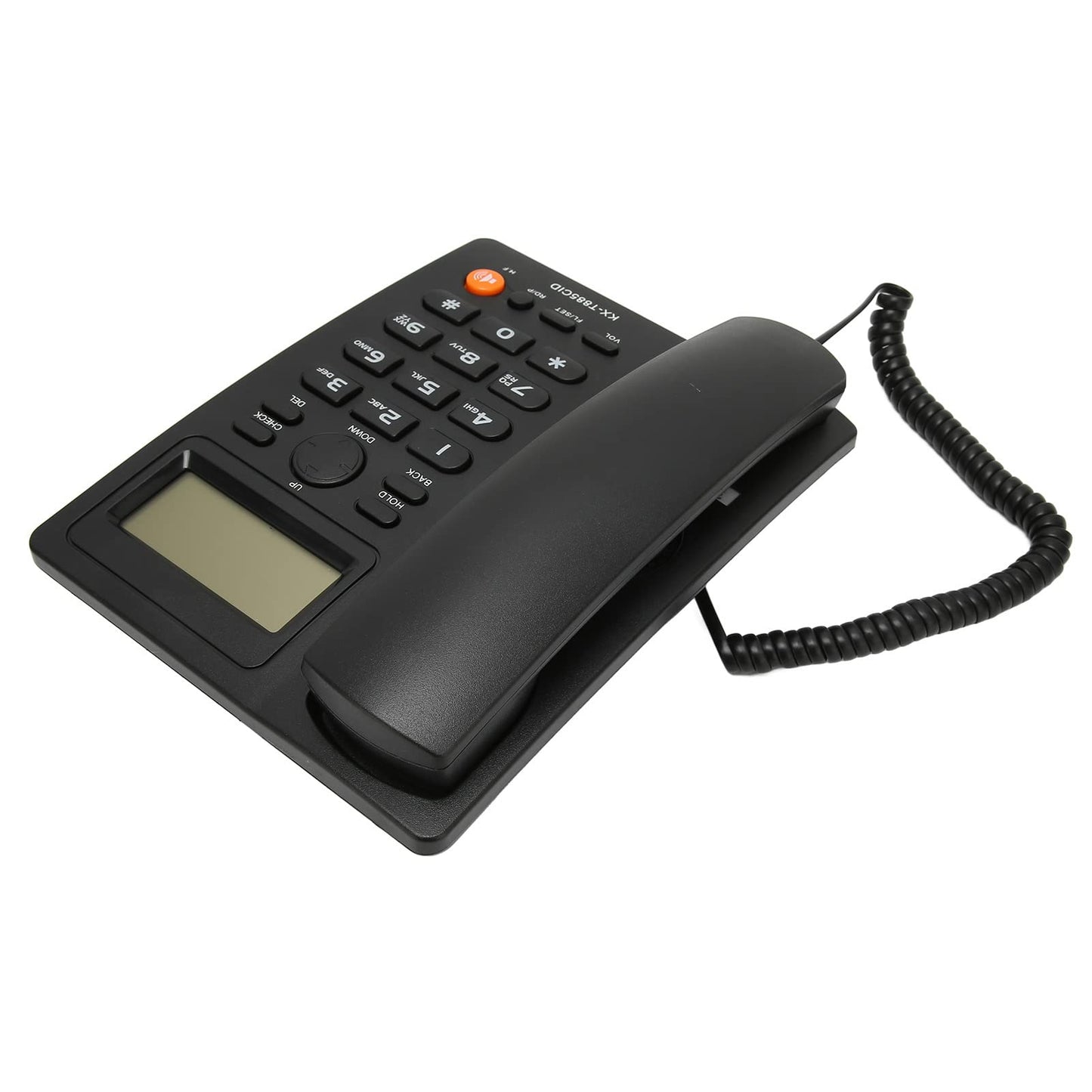 Teléfono Fijo, Interfaz Dual Marcación Rápida Teléfono con Cable Función de Silencio de Reducción de Ruido con Auricular para Familia para Hotel para Centro de Llamadas (Black)