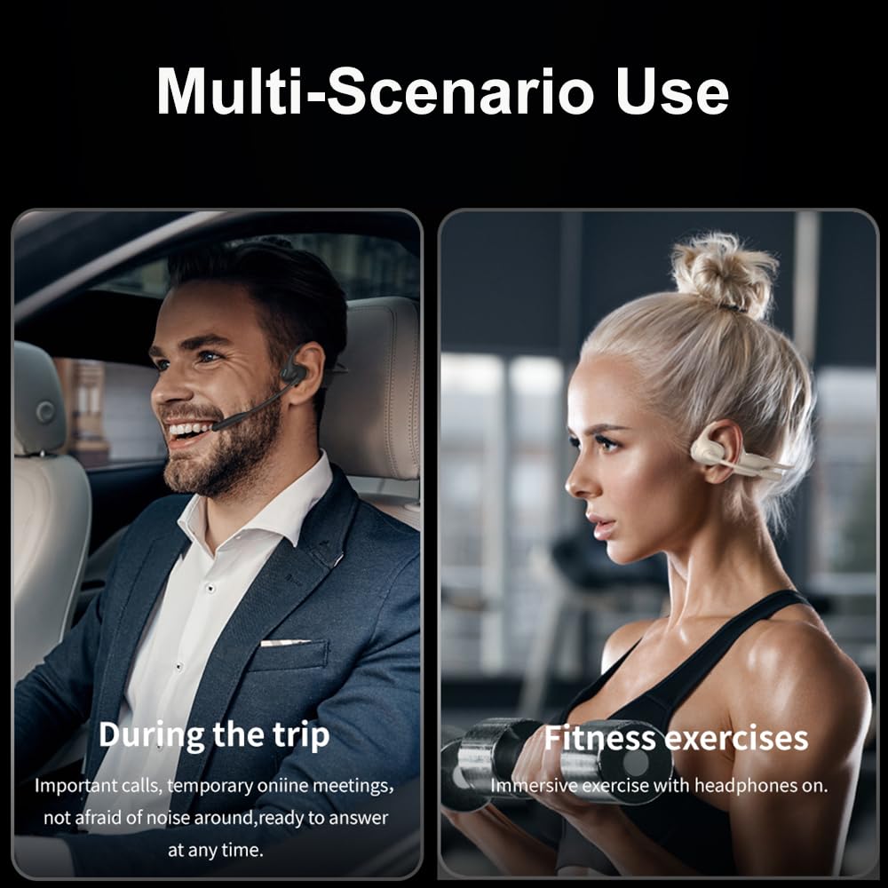 Auriculares Bluetooth IHAO Negros con Conducción de Aire y Micrófono Giratorio para Mujer