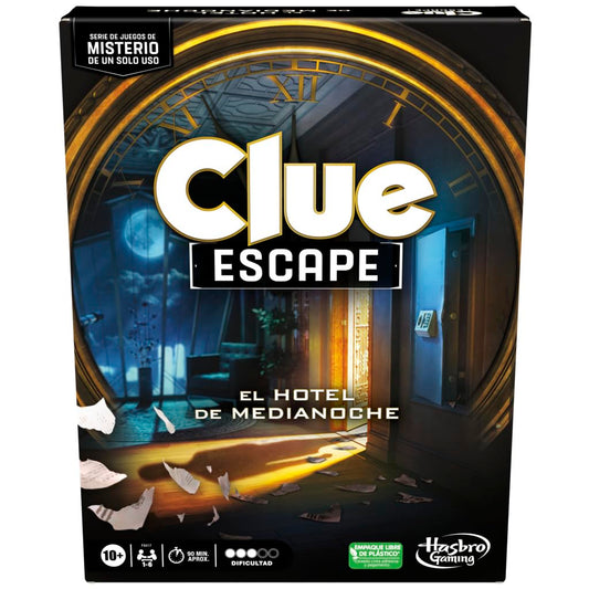 Hasbro Gaming Clue Escape: El Hotel de Medianoche - Juego de Mesa Estilo Escape de la habitación de un Solo Uso para 1 a 6 Jugadores