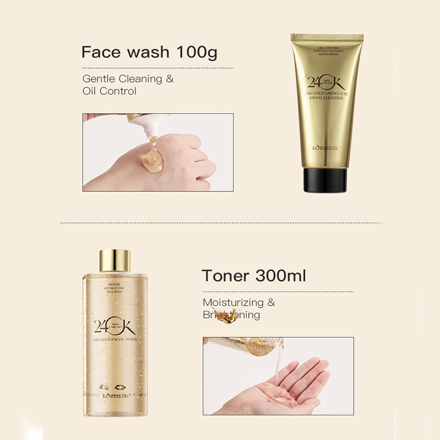 Kit Cuidado Facial 24k Pure Gold Colágeno Oro y Sérum Antiarrugas 6 Piezas Skincare