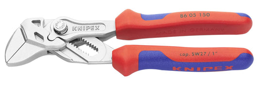Knipex 86 05 150 SB Mini-Tenaza y Llave para Tuercas en Una Sola Herramienta Cromado con Fundas en Dos Componentes, 150 mm