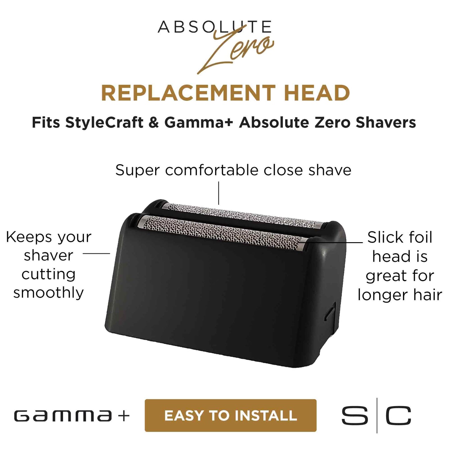 GAMMA+ Replacement Silver Slick Foil Shaver Head fits Absolute Zero Shaver