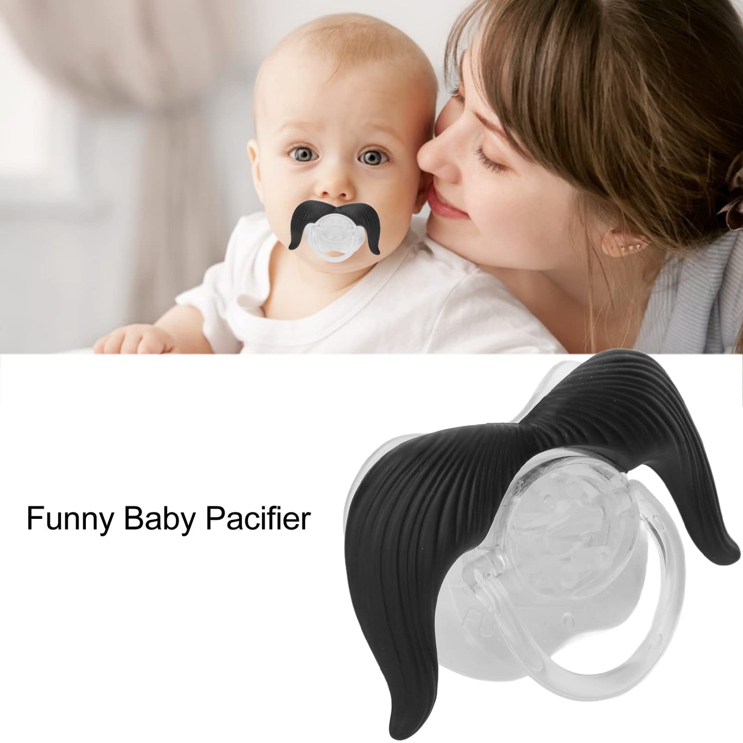 Chupete para bebé, Chupete de Noche, Chupete Divertido para bebé, Chupete de Silicona Suave Divertido para Barba Larga, Herramienta de Ortodoncia para Masticar Infantil