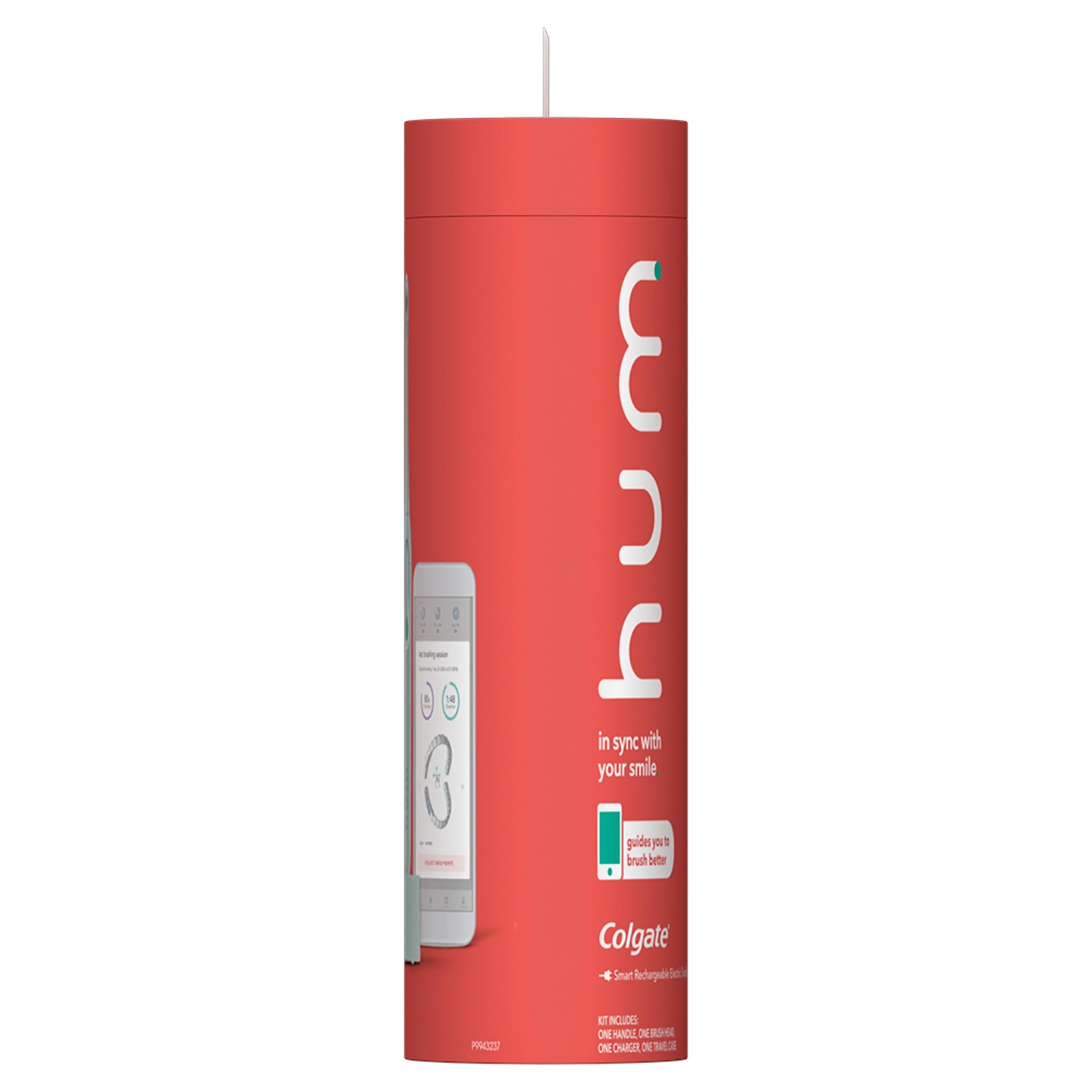 hum by Colgate Kit de cepillo de dientes eléctrico inteligente, cepillo de dientes sónico recargable con estuche de viaje, verde azulado