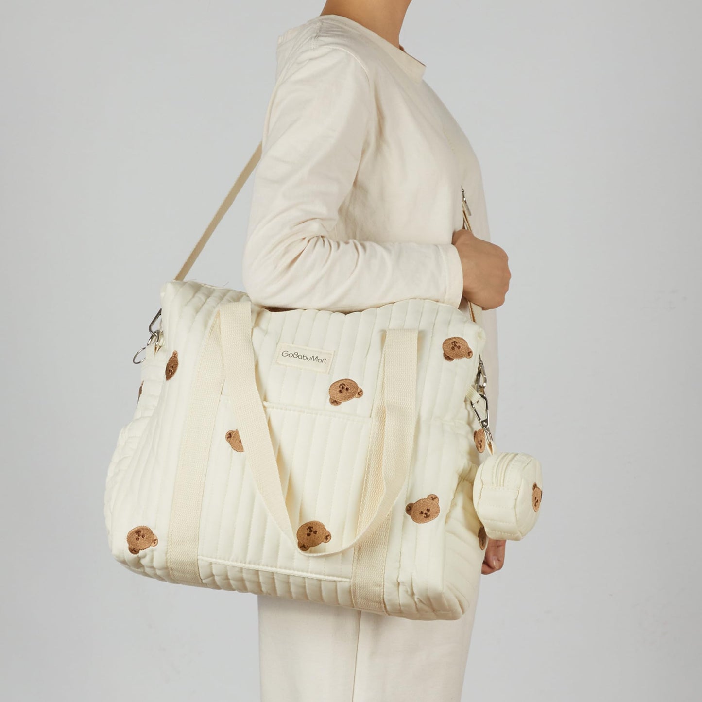 GOBABYMART - Juego de 3 bolsas de pañales, bolsa de hospital para trabajo y parto, bolsa de viaje de maternidad con cambiador y estuche para chupete