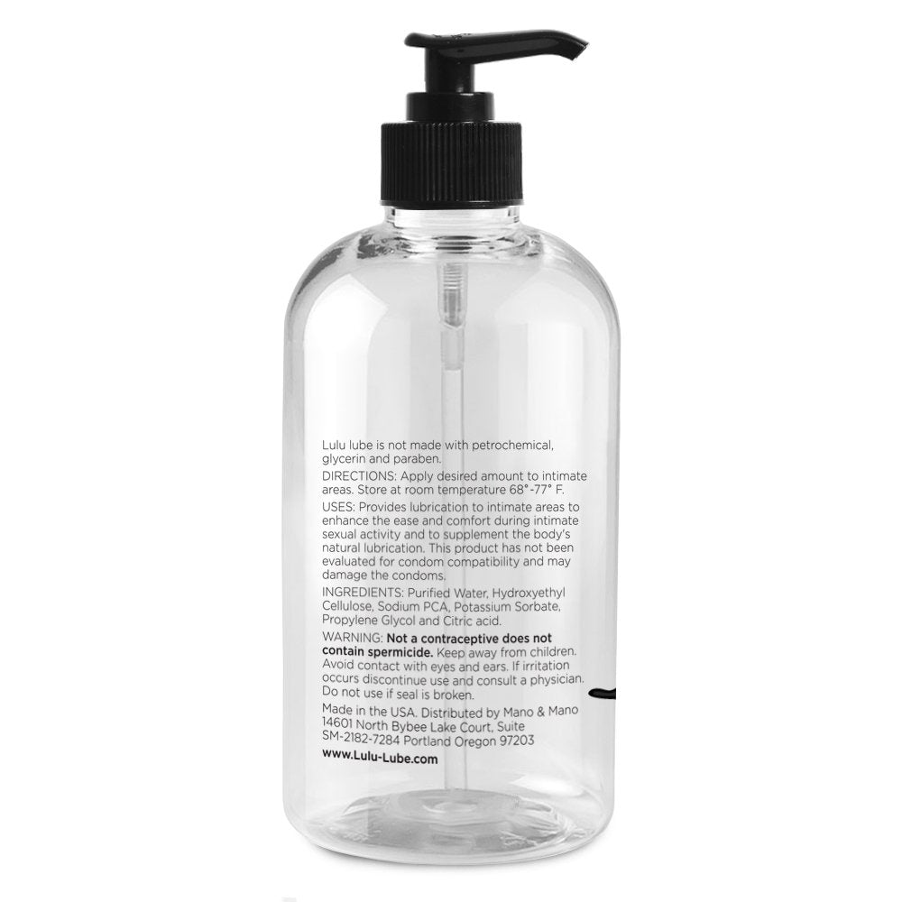 Lulu Lube - Lubricante Personal Natural a Base de Agua para Hombres y Mujeres, 16 oz