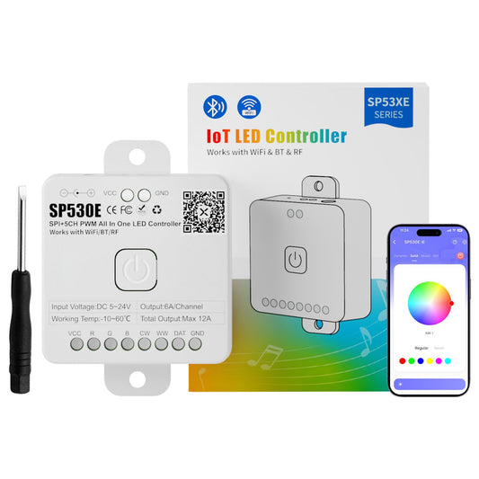Driver LED PAUTIX SP530E Bluetooth WiFi Alexa Google RGB Compatible con PWM SPI para Tira de Luces LED