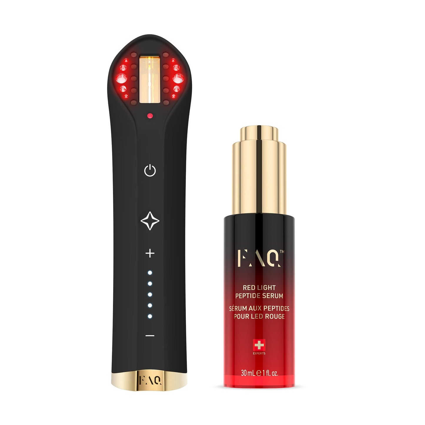 Faq 502 Luz LED Roja & Infrarroja + Red Light Peptide Serum – Leds de Espectro Completo con Acido Hialuronico & Péptidos de Colageno – Set Cuidado Piel Luminosidad e Hidratación