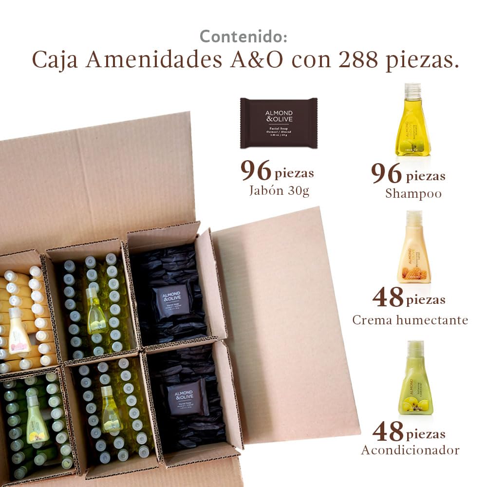 JYPESA Kit Amenidades Hoteleras A&O 288 Pzas Jabón y Shampoo