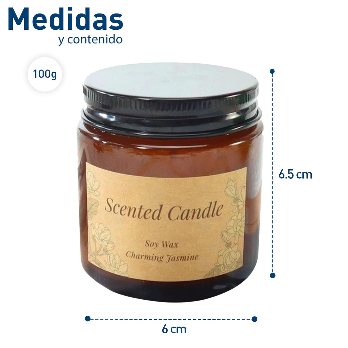 Bluelander Set de 6 Velas Aromaticas Decorativas, Velas de 3.5 Oz, 100% Cera Pura de Soya, Velas Relajantes Olor Vainilla, Campanilla, Lavanda, Rosas, Cítricos y Jazmín (6 Piezas (Todos Los Aromas