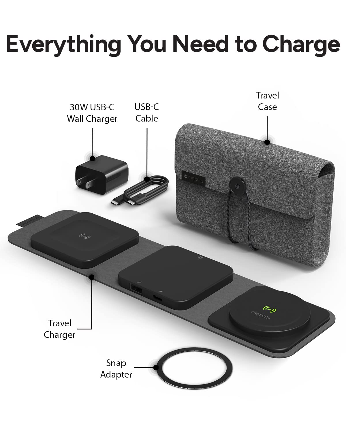 Estación de Carga Inalámbrica 3 en 1 Mophie Magnética para Múltiples Dispositivos Blanco
