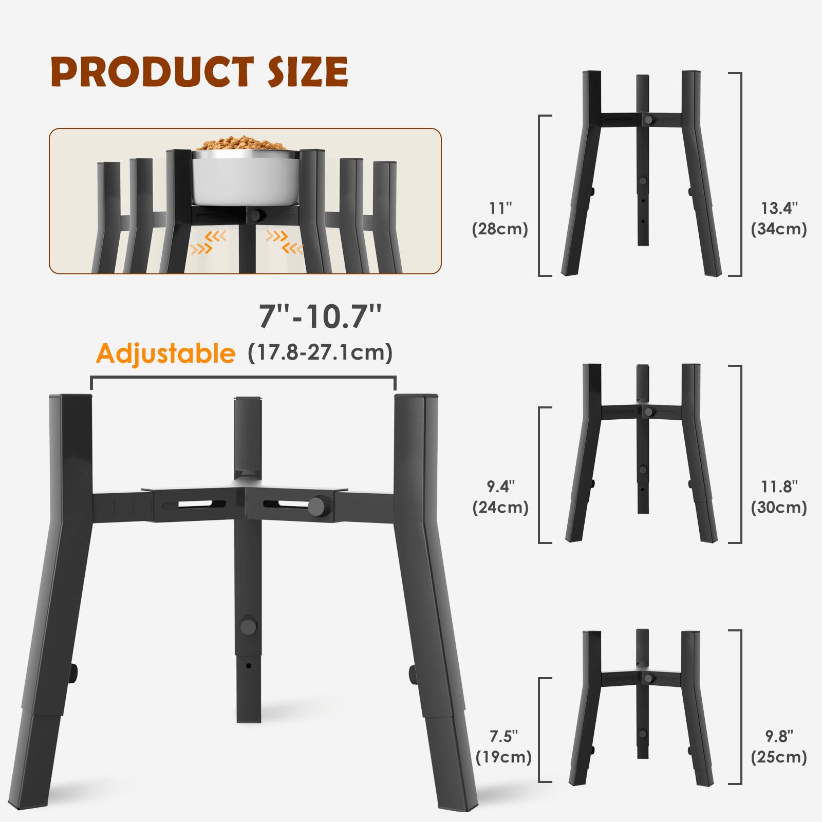 Soporte para Cuencos TIDANT Negro Ajustable para Perros Grandes