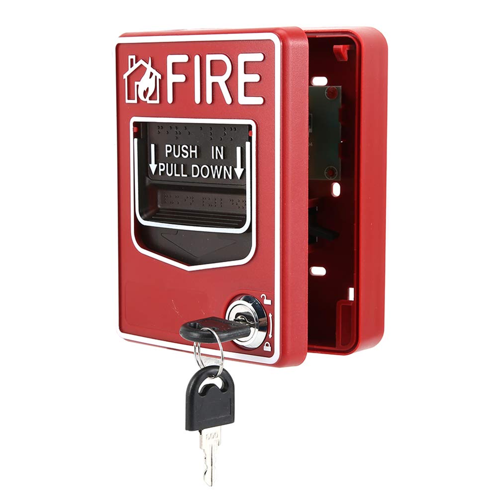 Botón de Alarma Contra Incendios, 9-28 VCC Estación de Alarma Contra Incendios Emergencia, Punto de llamada Manual Convencional de Doble Acción, Sistema de Cables Múltiples, Seguridad para Operar
