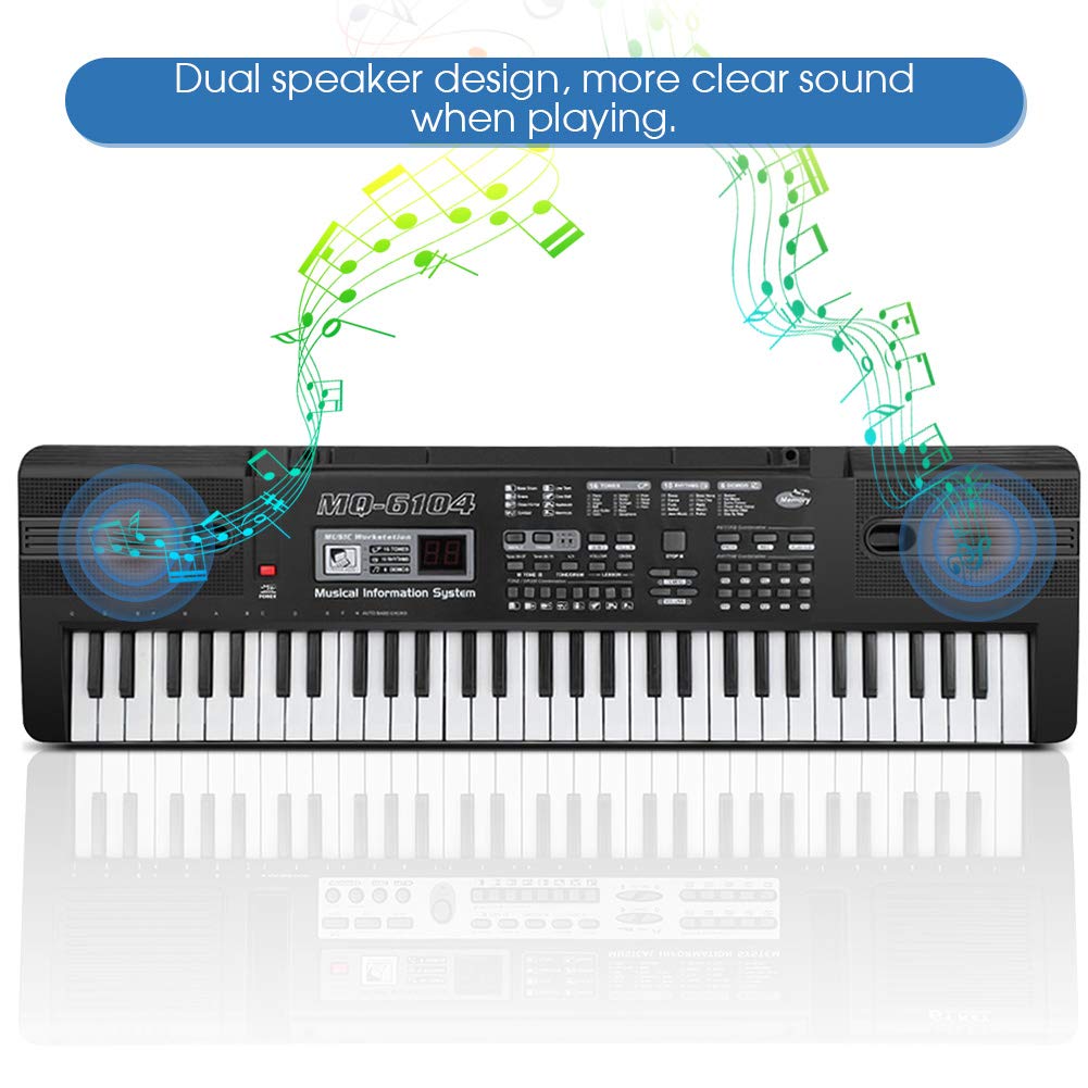 Teclado Electrónico Portátil para Principiantes con Micrófono y Soporte de Partitura
