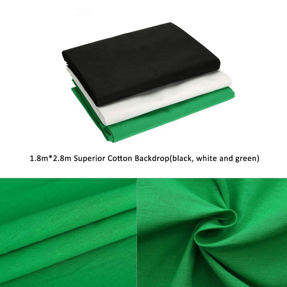 Photography Kit 1.8 * 2.7m Camara para Grabar Videos de Verde Blanco Negro 3pcs en Forma de Pez 1pc 60cm 5in1 Reflector de Fotografía 2pcs 33 Pulgadas Paraguas de Luz Blanca Suave fotografia