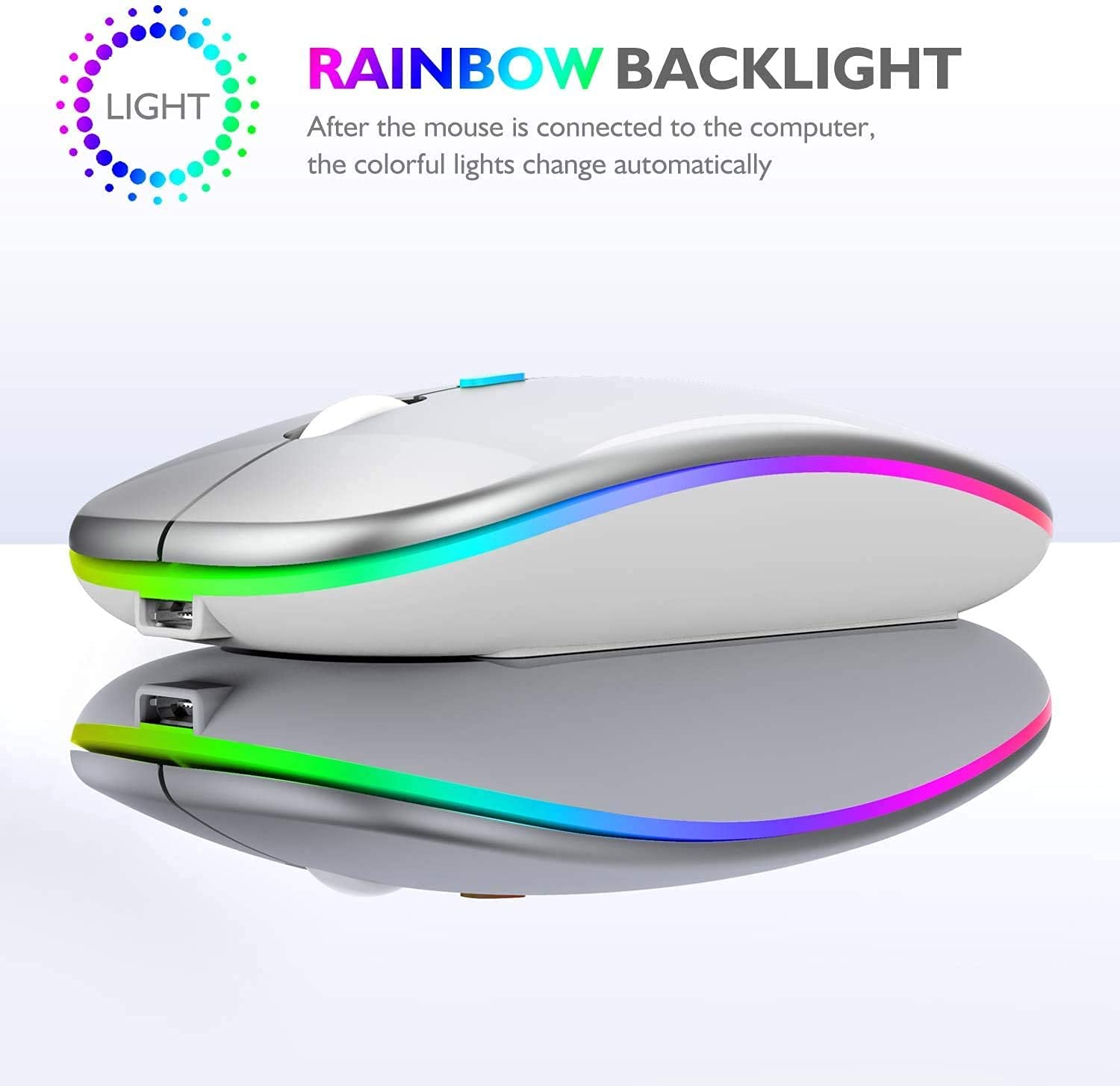 Mouse Inalámbrico Uplayteck LED Bluetooth Recargable Silencioso