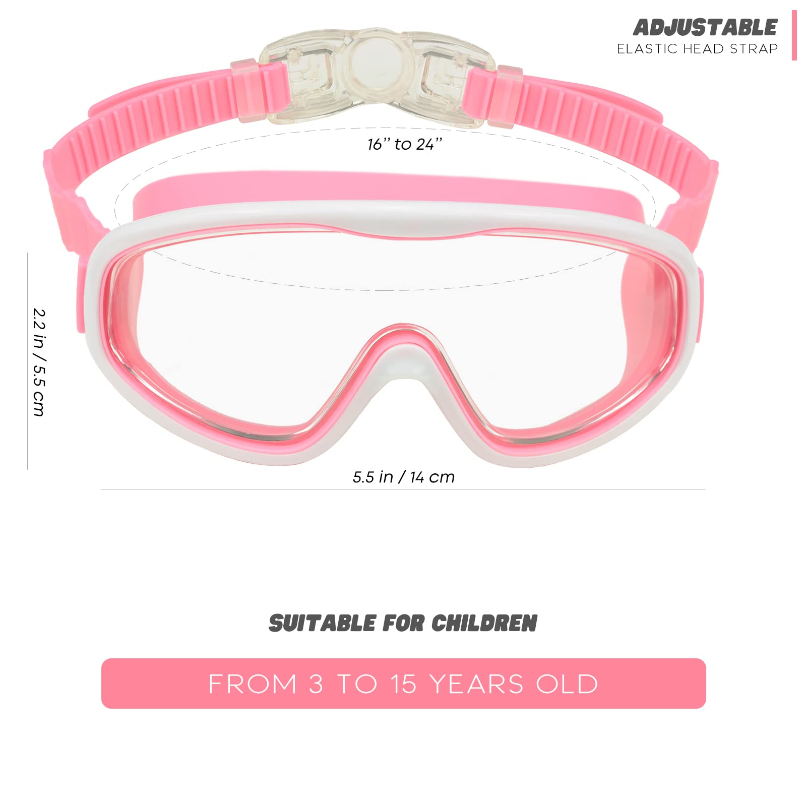 KAILIMENG - Gafas de natación para niños, visión amplia, sin fugas, antiniebla, protección UV, con clip para la nariz y tapones, para los oídos para niños de 3 a 15 años (Rosa y rojo azul, 2 unidades)