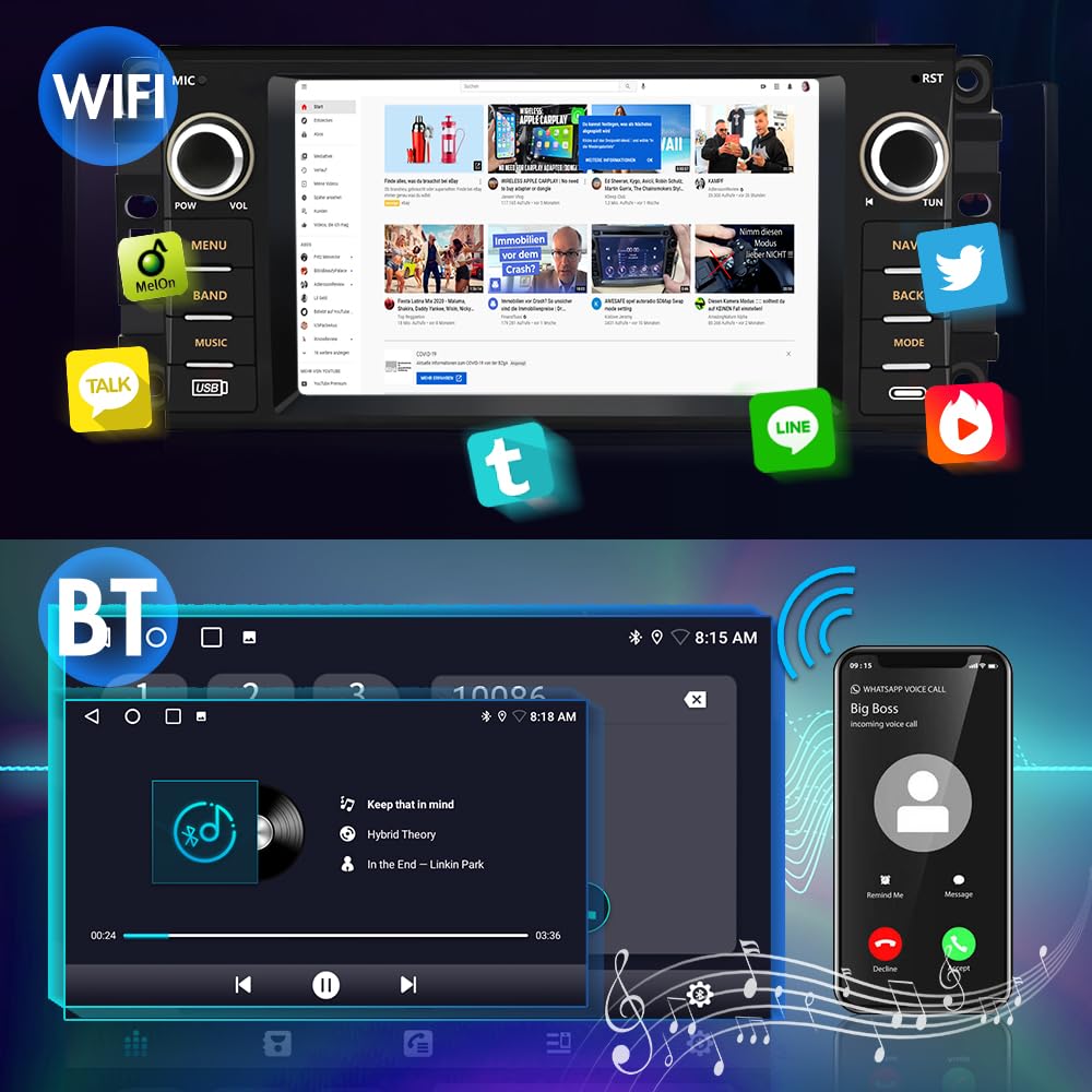 Estéreo de coche para Jeep Wrangler JK Compass Patriot/Chrysler/Dodge RAM Charger, pantalla táctil de 7 pulgadas [2 GB+32 GB] Radio Android 13 con CarPlay Andriod Auto inalámbrico con cámara inversa