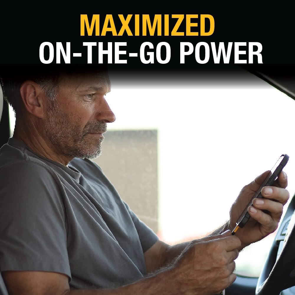 DEWALT 72W USB C Cargador de Coche de 5 Puertos, iPhone 15 USB Cargador de Coche de Carga rápida, PD & QC3.0 Encendedor de Cigarrillos del Coche Cargador USB de Varios Puertos con Cable de 6Ft