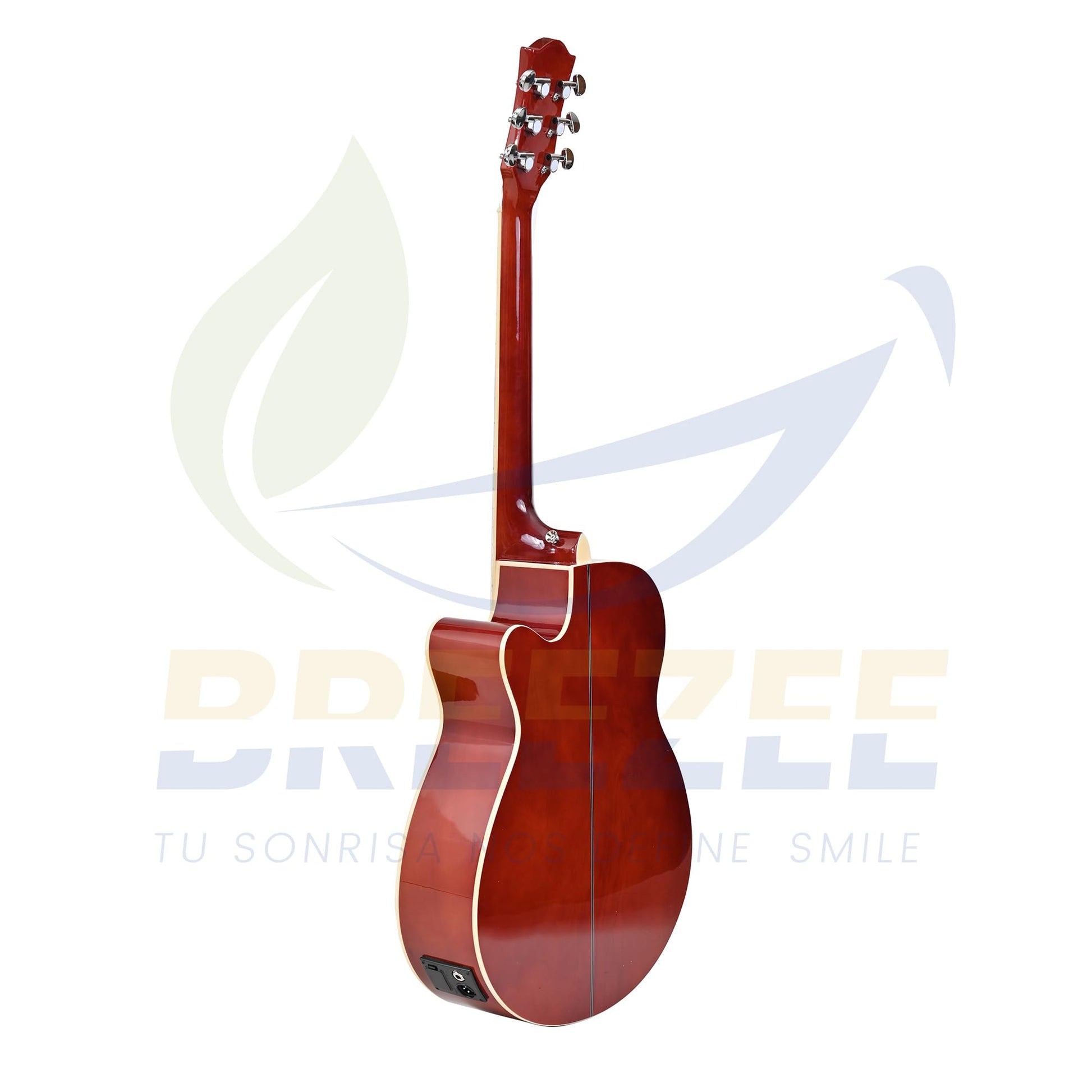 BREEZEE Guitarra Electroacústica de 40” Diseñada sobre Abeto, Merbau, Okume y Palisandro. Acabado de Barniz en Pulverización, Incluye Set de Accesorios Completo para Principiante