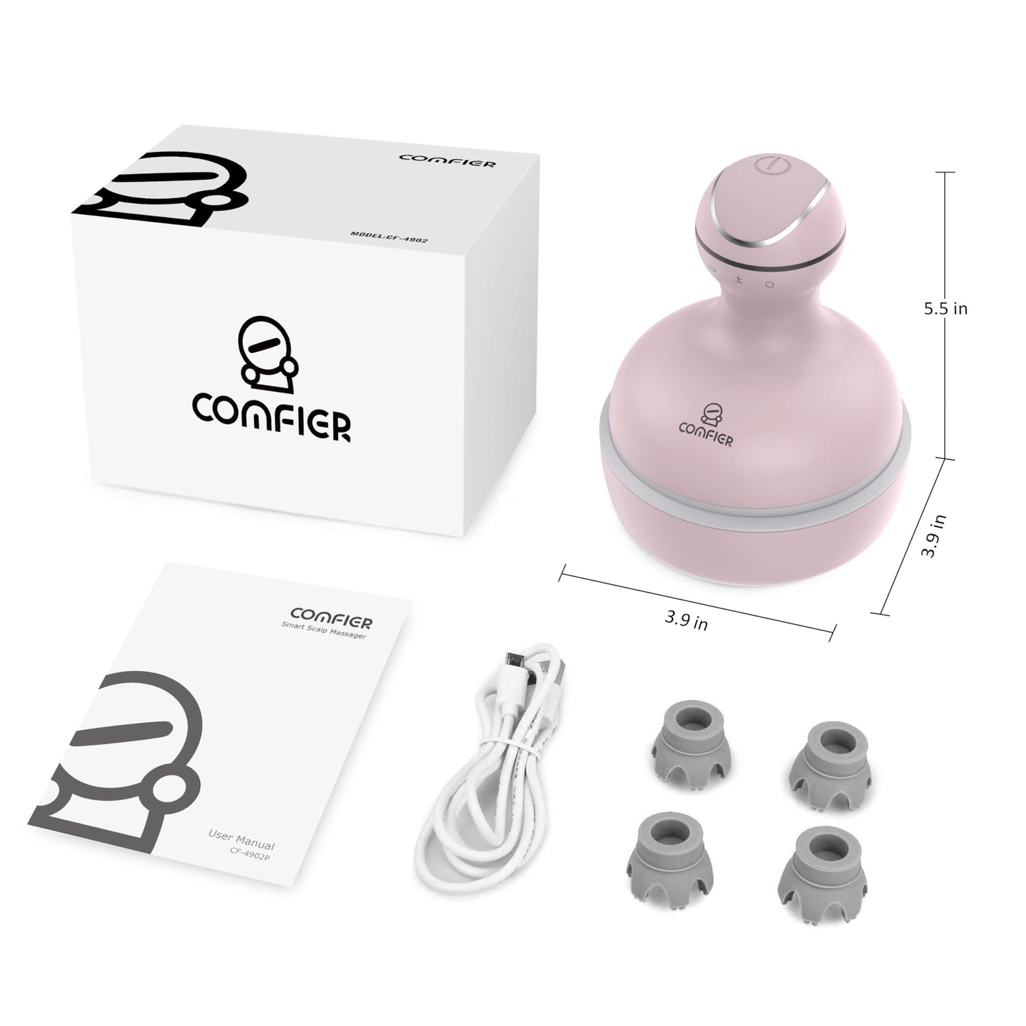 COMFIER Masajeador De Cuero Cabelludo Crecimiento Del Cabello, Masajeador De Cabeza Impermeable Scalp Stress Relax Con 84 Nodos De Masaje, Rascador De Cabeza Portátil, Masajeador Amasador De