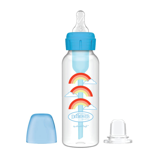 Dr. Brown's Natural Flow Options+ Kit de Transición 2 en 1 del Biberón al Vasito, Azul (Blue), 250 ml