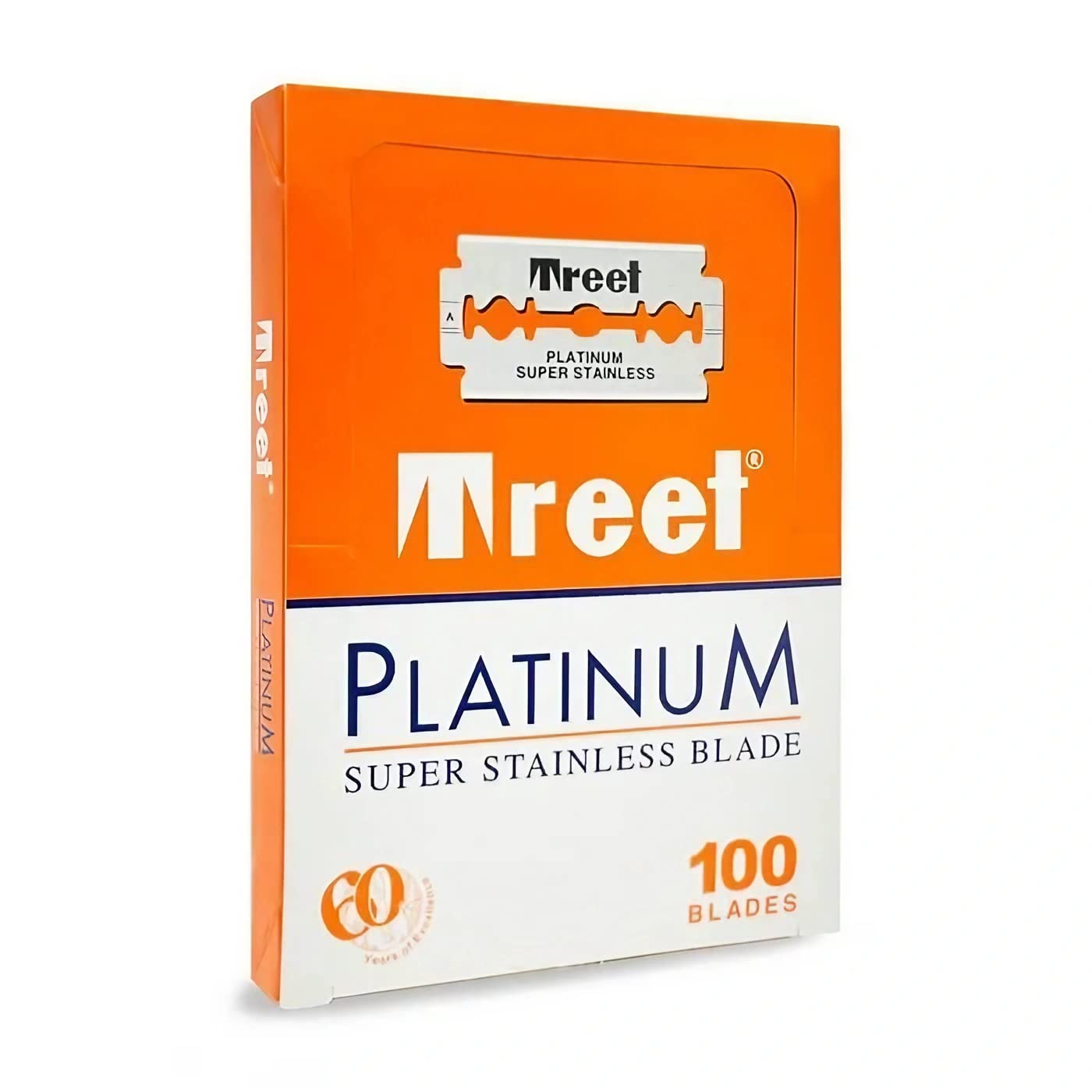 Treet- 100 hojas de afeitar de doble filo de acero inoxidable Platinum Super: nuevo formato que ahorra espacio
