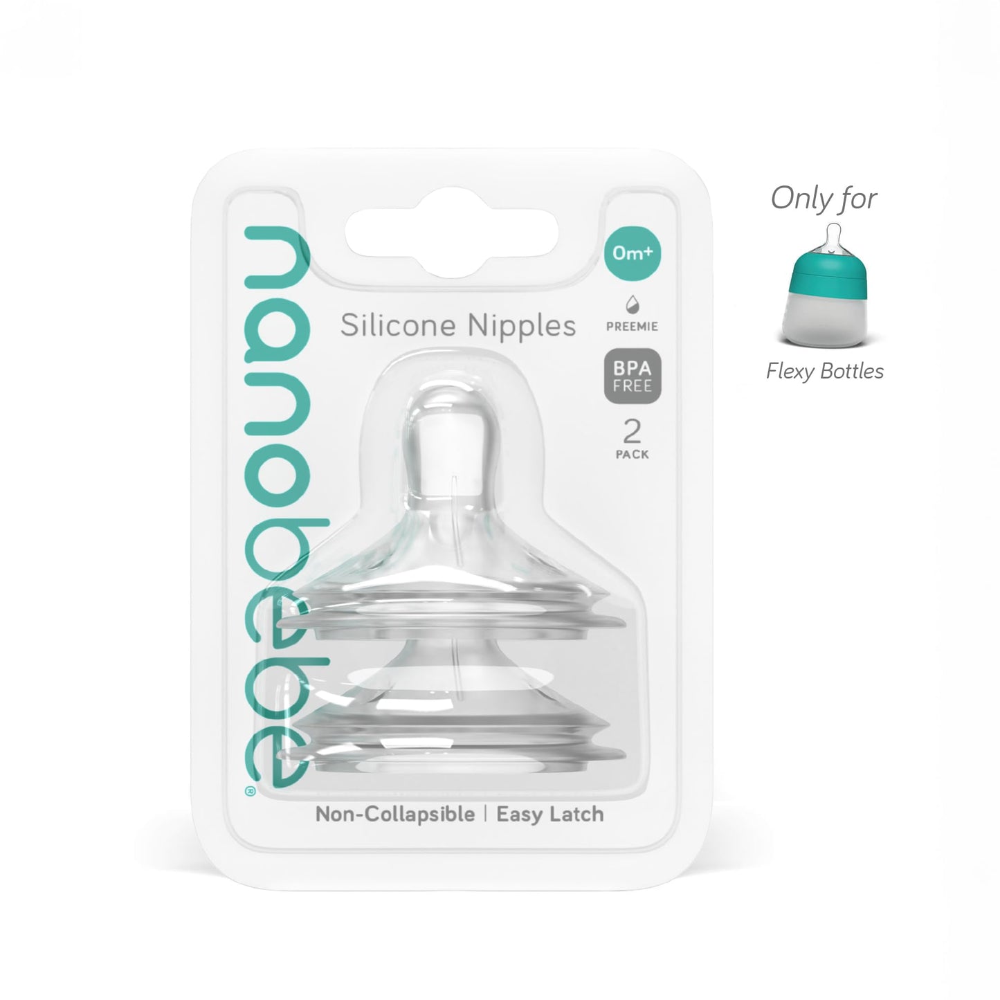 Nanobébé, Tetina de Silicón de flujo lento. +0 meses