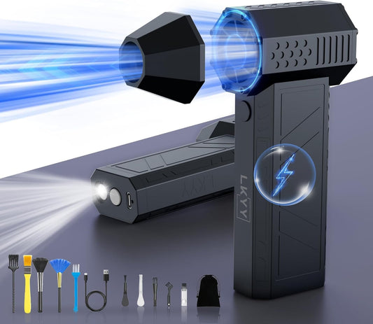 LKYY - Plumero de aire comprimido eléctrico – 130.000 RPM, 4 engranajes, ajustable, recargable, inalámbrico, soplador de aire para coche y hogar X3