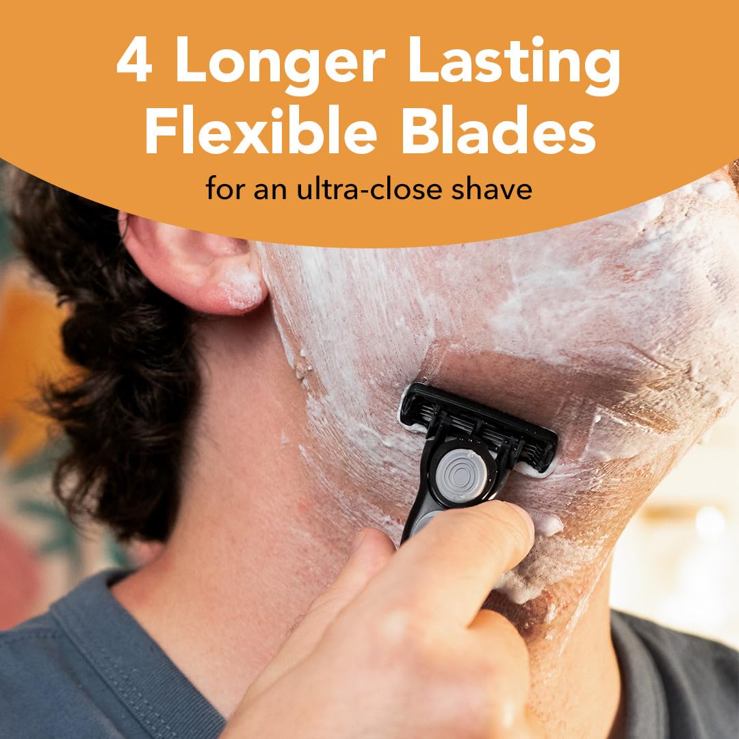 BIC Flex 4 - Maquinilla de afeitar híbrida desechable para hombre, maquinilla de afeitar sensible para un afeitado suave y cerrado, 1 mango y 8 cartuchos con 4 cuchillas
